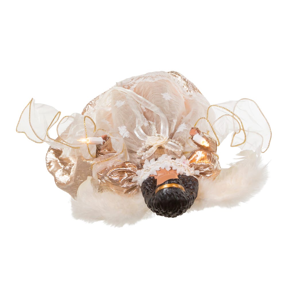 Kurt S. Adler 16β UL 10-Light White & Rose Gold African American Angel Treetop