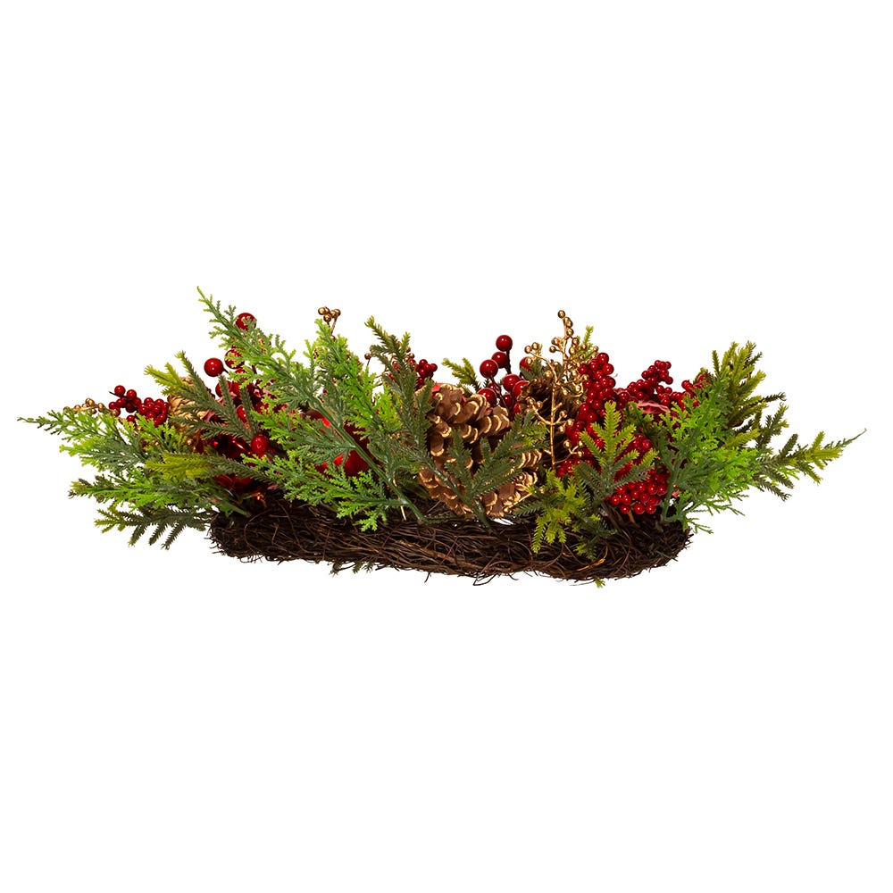 Kurt S. Adler 24“ Un-Lit Decorated Green Rattan Wreath