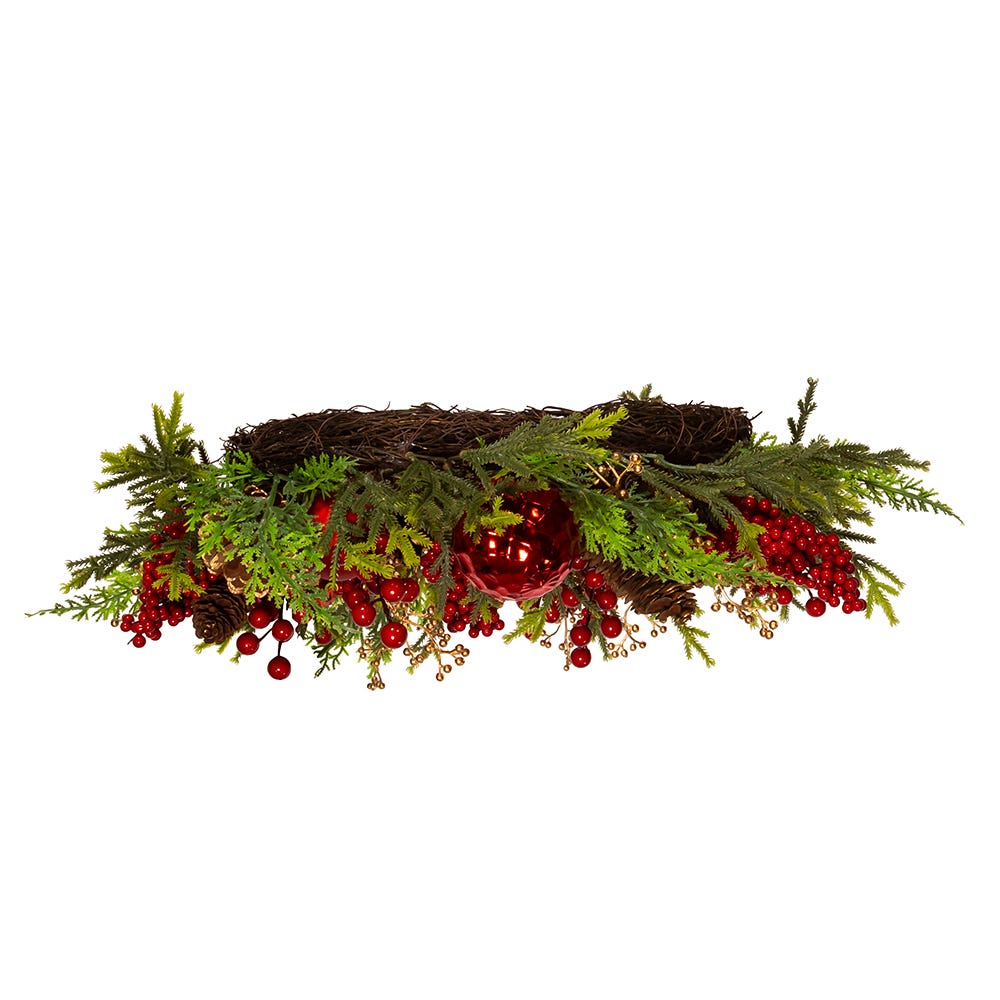 Kurt S. Adler 24“ Un-Lit Decorated Green Rattan Wreath