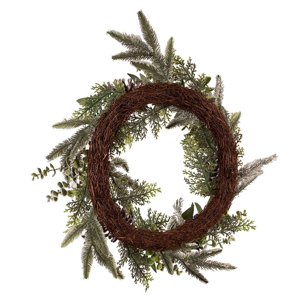 Kurt S. Adler 24“ Un-Lit Decorated Green Flocked Rattan Wreath With Blueberries