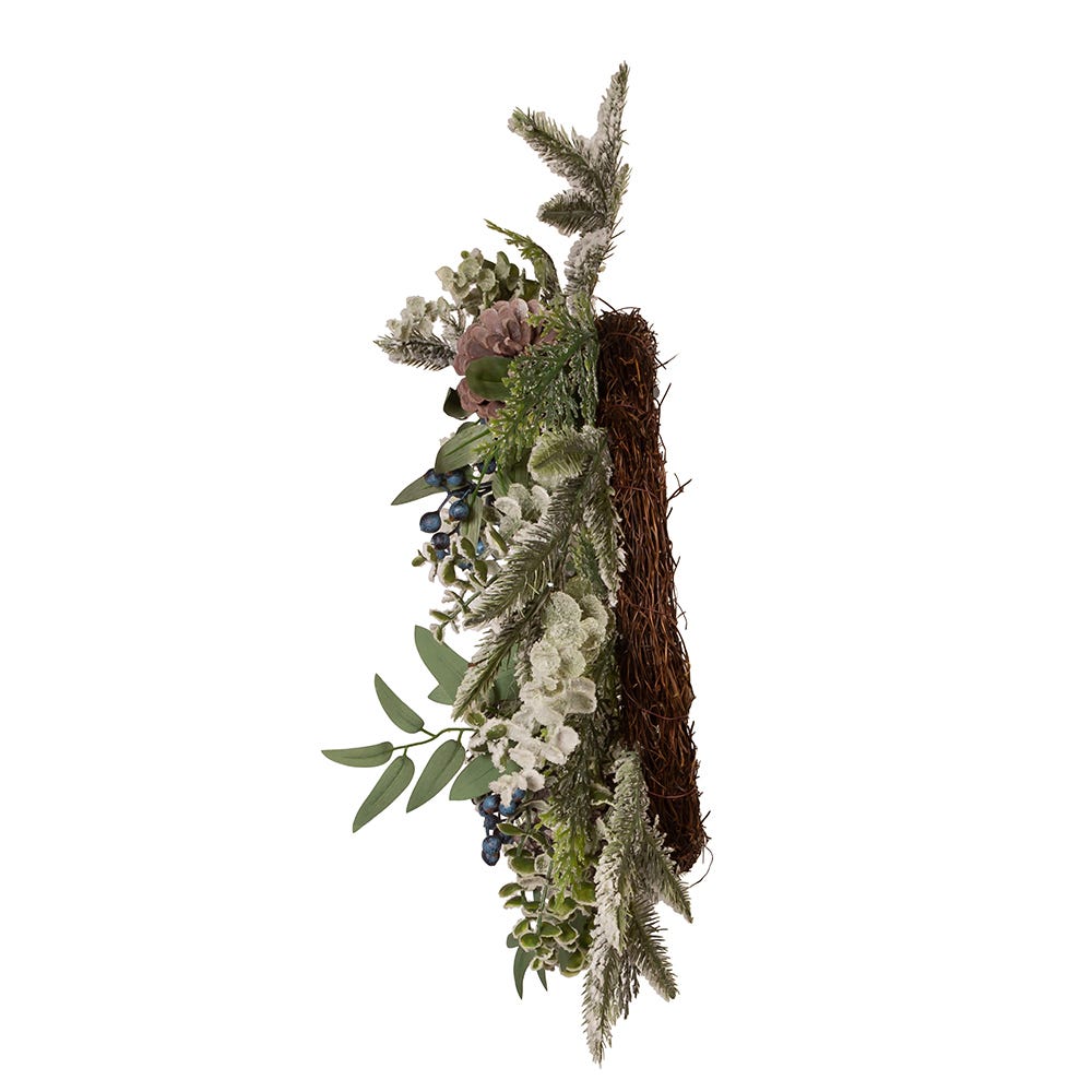 Kurt S. Adler 24“ Un-Lit Decorated Green Flocked Rattan Wreath With Blueberries