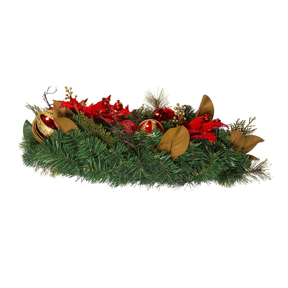 Kurt S. Adler 30“ Un-Lit Red & Gold Poinsettia Wreath