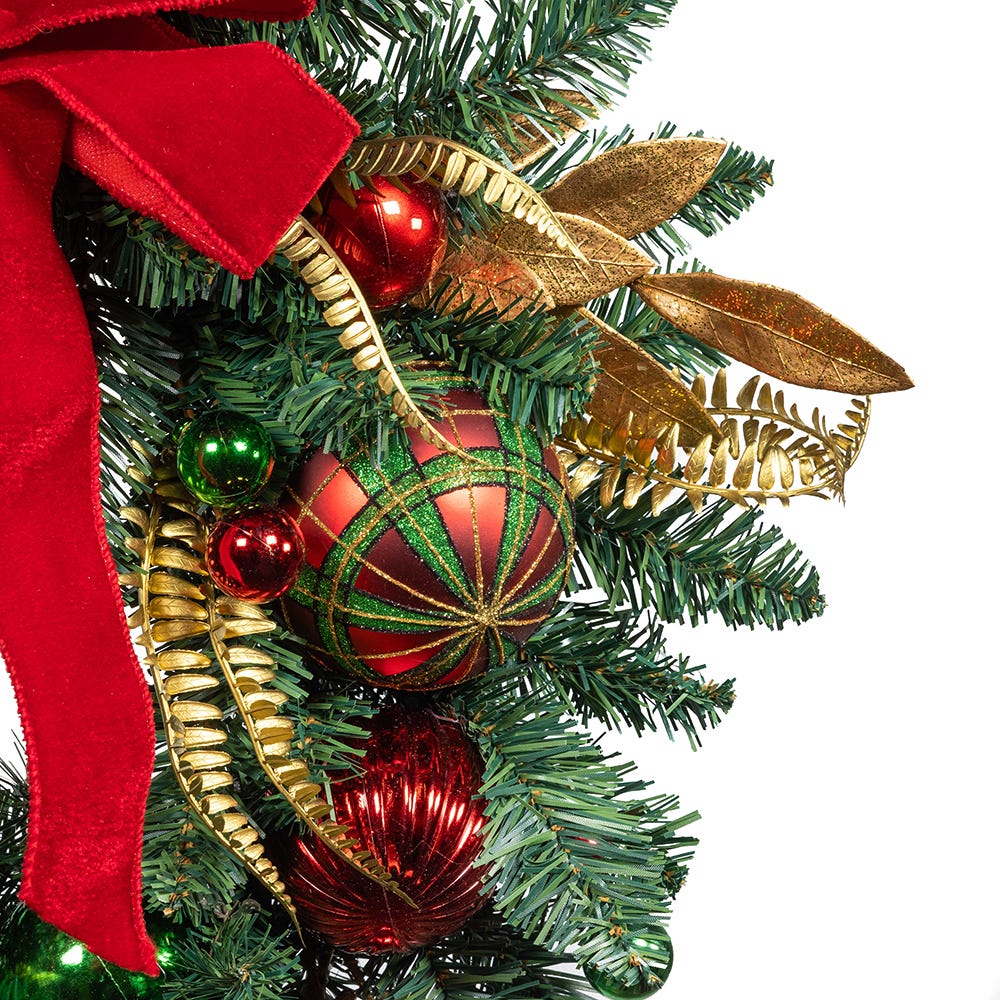 Kurt S. Adler 24“ Un-Lit Gold, Red & Green Ribbon Wreath