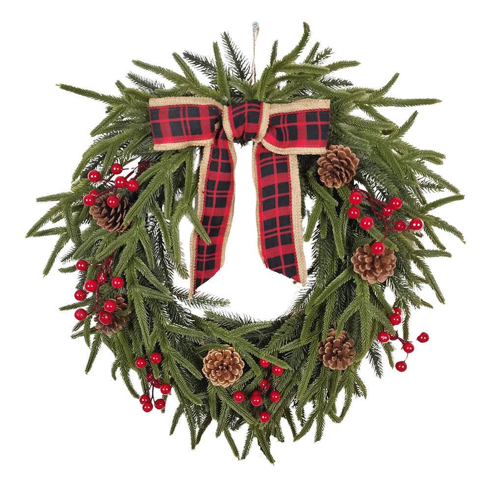 Kurt S. Adler 24β Un-Lit Berries & Pinecone Rattan Wreath