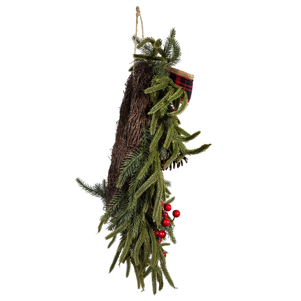 Kurt S. Adler 24“ Un-Lit Berries & Pinecone Rattan Wreath