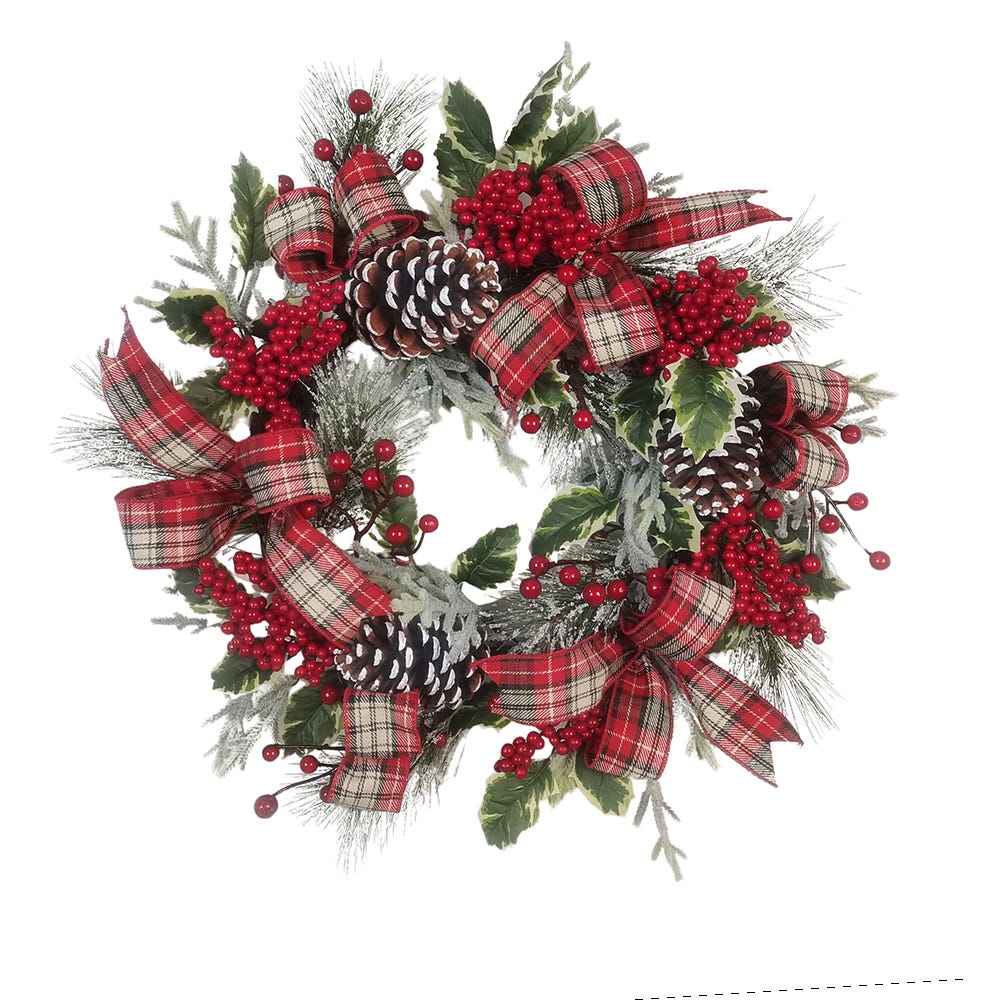 Kurt S. Adler 24β Flocked Decorated Unlit Rattan Wreath
