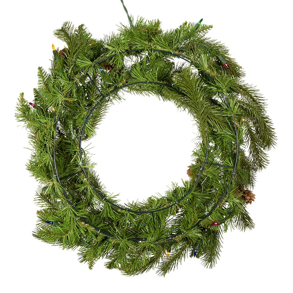 Kurt S. Adler 24“ Pre-Lit Multicolor Incandescent Pinecone Wreath