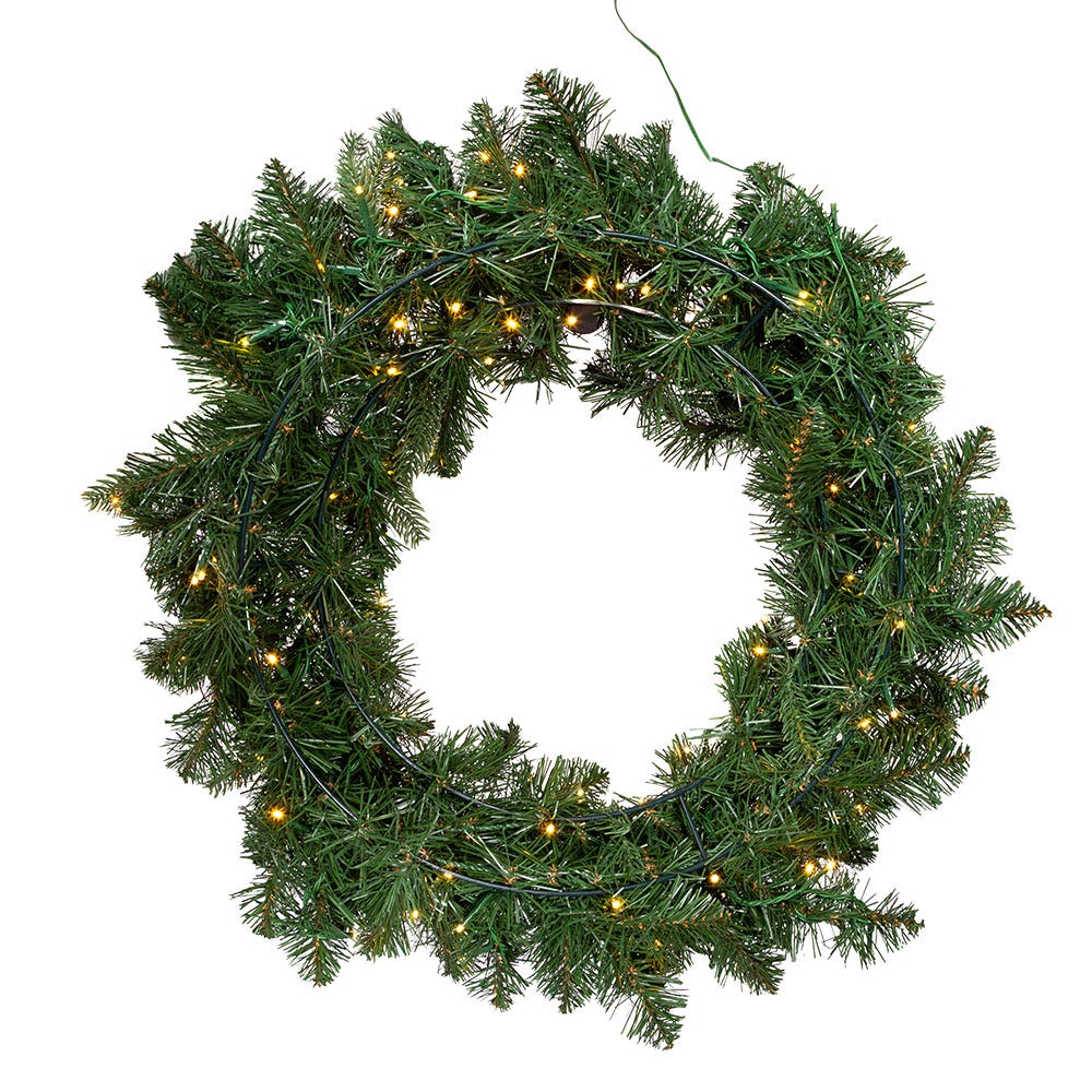 Kurt S. Adler 24“ Pre-Lit Warm White Cluster LED Noble Fir Wreath