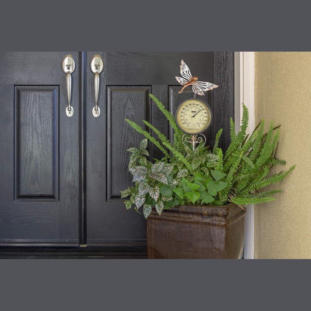 Poolmaster 54583 Outdoor Thermometer Garden Stake, Dragonfly, Multi