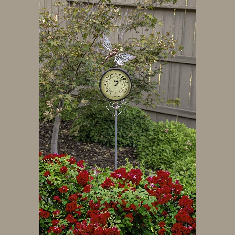 Poolmaster 54583 Outdoor Thermometer Garden Stake, Dragonfly, Multi