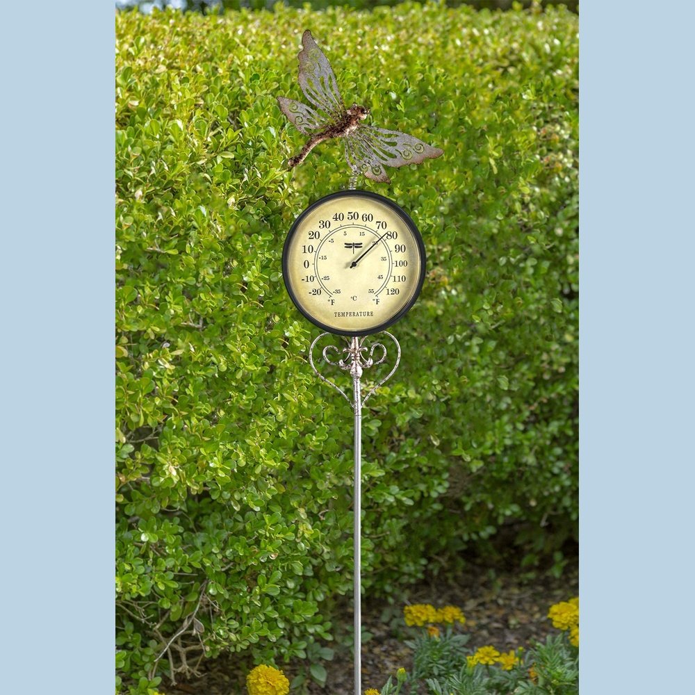 Poolmaster 54583 Outdoor Thermometer Garden Stake, Dragonfly, Multi