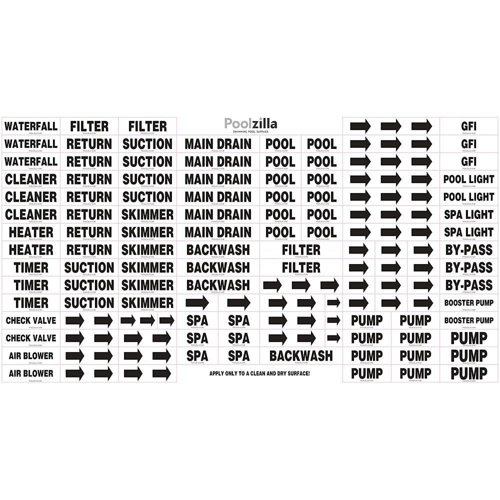 Poolzilla Premium Waterproof Sticker Labels For Pools