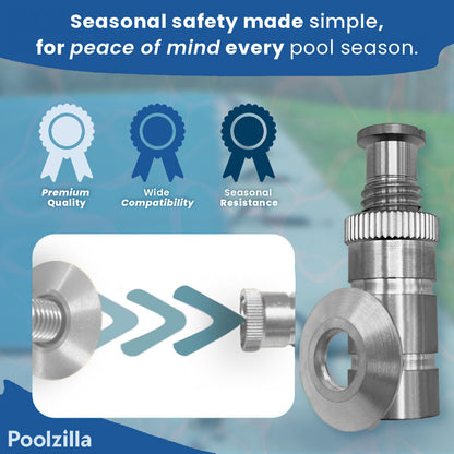 Poolzilla Stainless Steel 304 Pool Cover Anchor with Collar for Concrete and Pavers