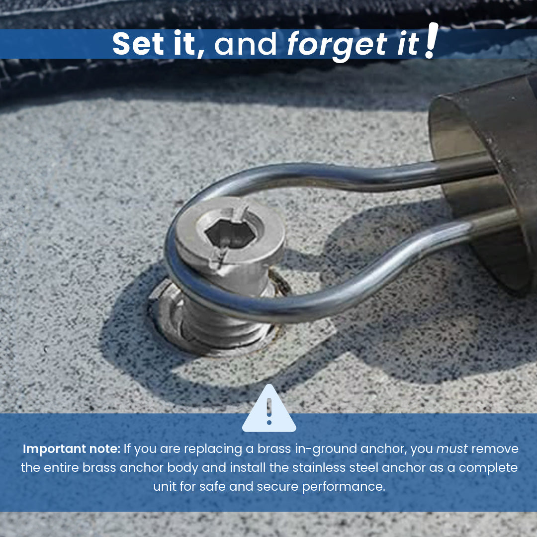 Poolzilla Stainless Steel 304 Pool Cover Anchor with Collar for Concrete and Pavers