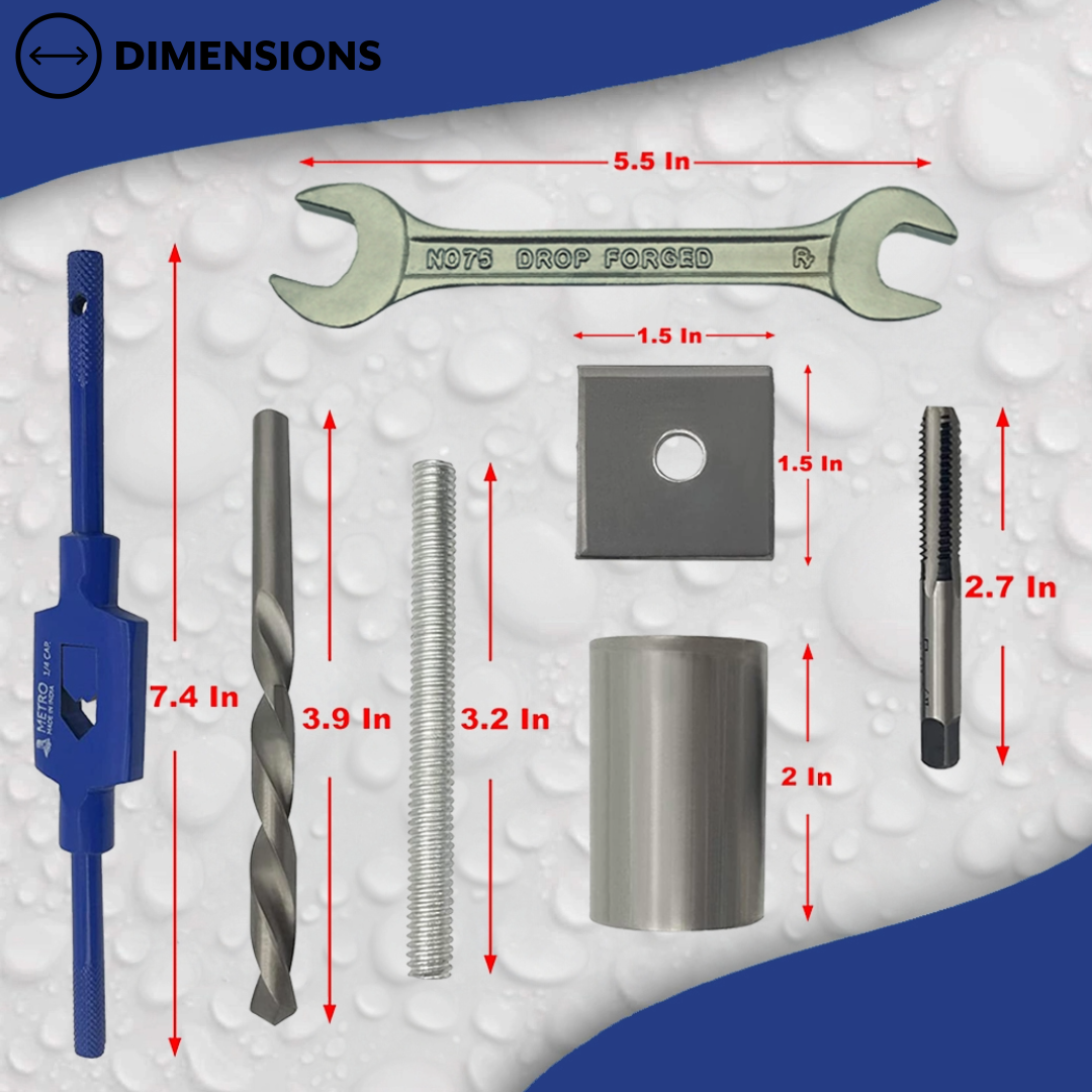 Poolzilla Anchor Removal Tool Kit, 7 Piece Set for Rethreading and Removing Pool Cover Anchors, Made with Stainless Steel