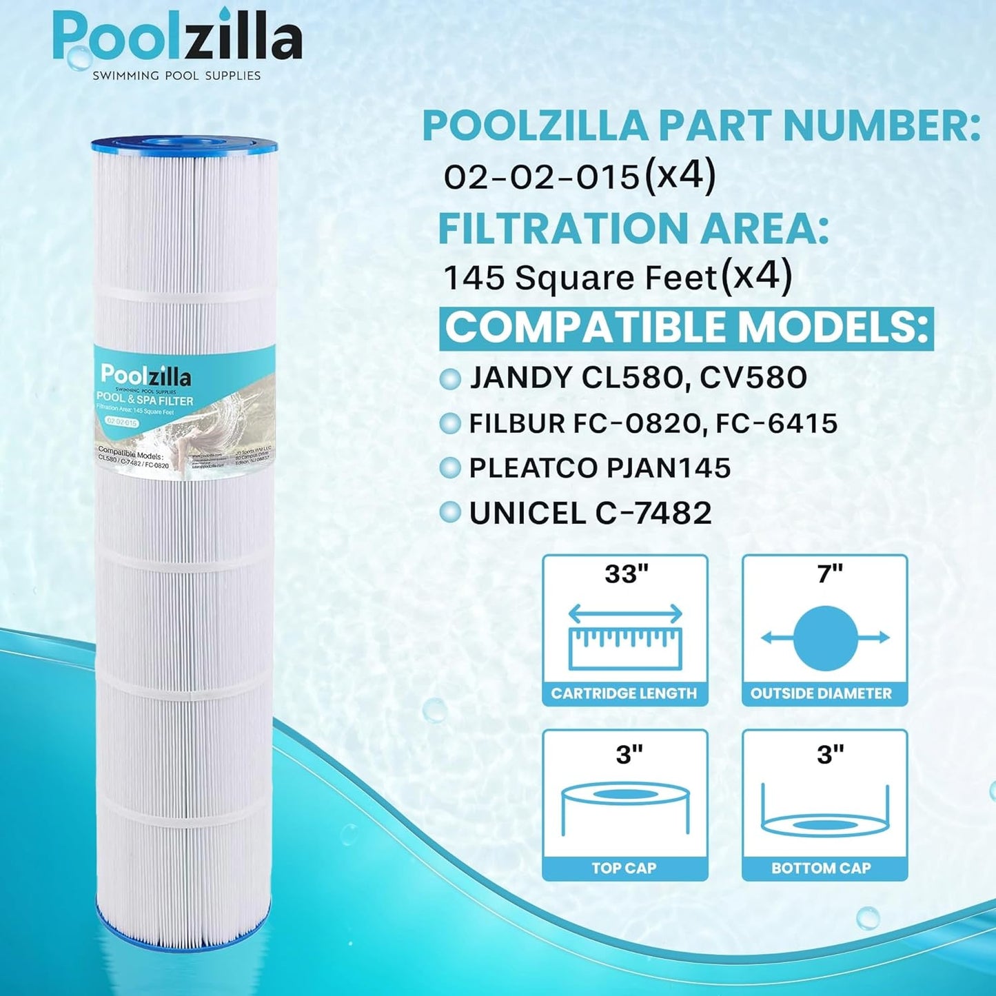 Pool Filter Cartridge for Jandy CL580 - Replaces CV580, R0357900