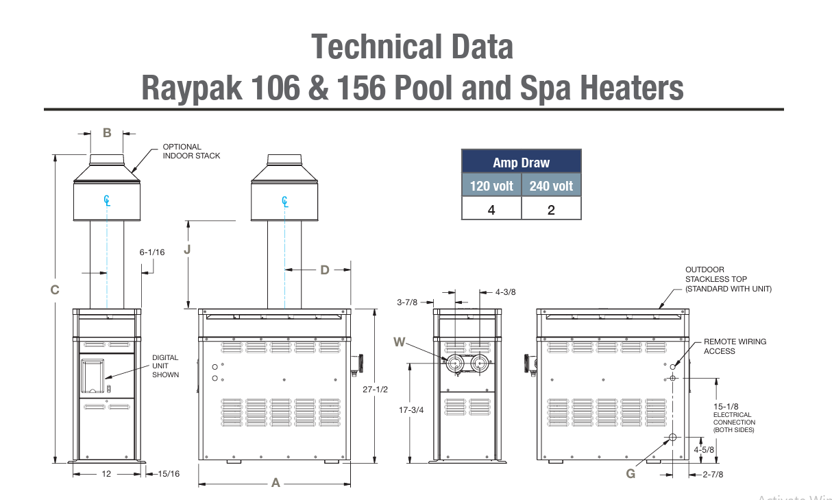 Raypak P-R106A-AP-C Analog Control Propane Gas Heater | 105K BTU | 014781
