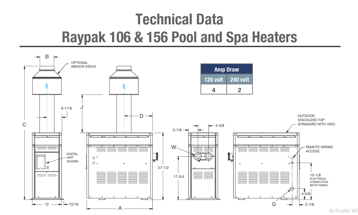 Raypak P-R156A-EP-C Digital Control Propane Gas Heater | 150K BTU | 014786