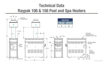 Raypak P-R156A-EP-C Digital Control Propane Gas Heater | 150K BTU | 014786