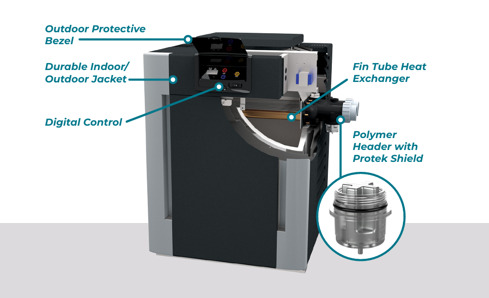 Raypak Digital Brass ASME Copper Natural Gas Pool Heater 017372 | 266,000 BTU