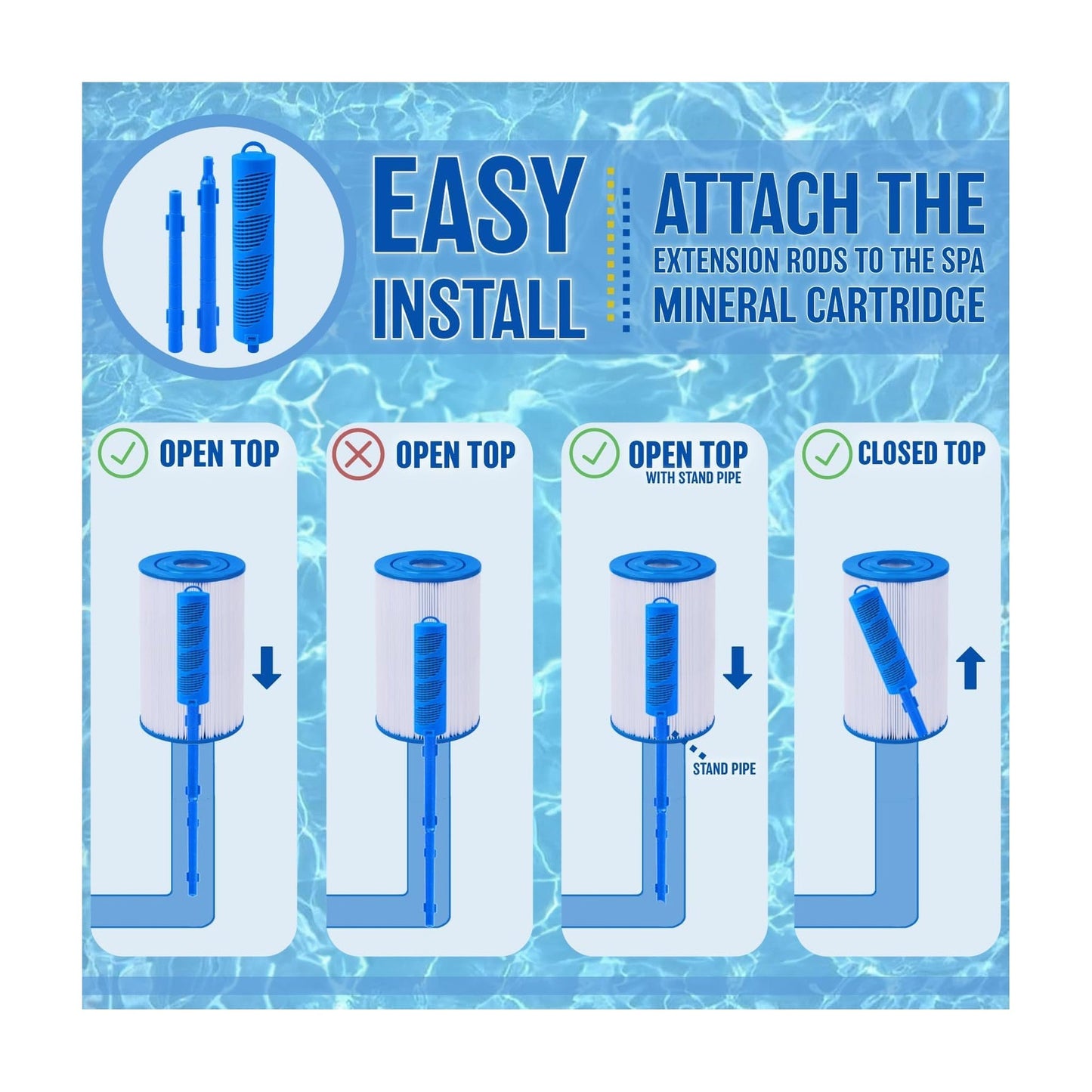 Poolzilla Hot Tub Mineral Sanitizer Stick, for Reduced Impurities