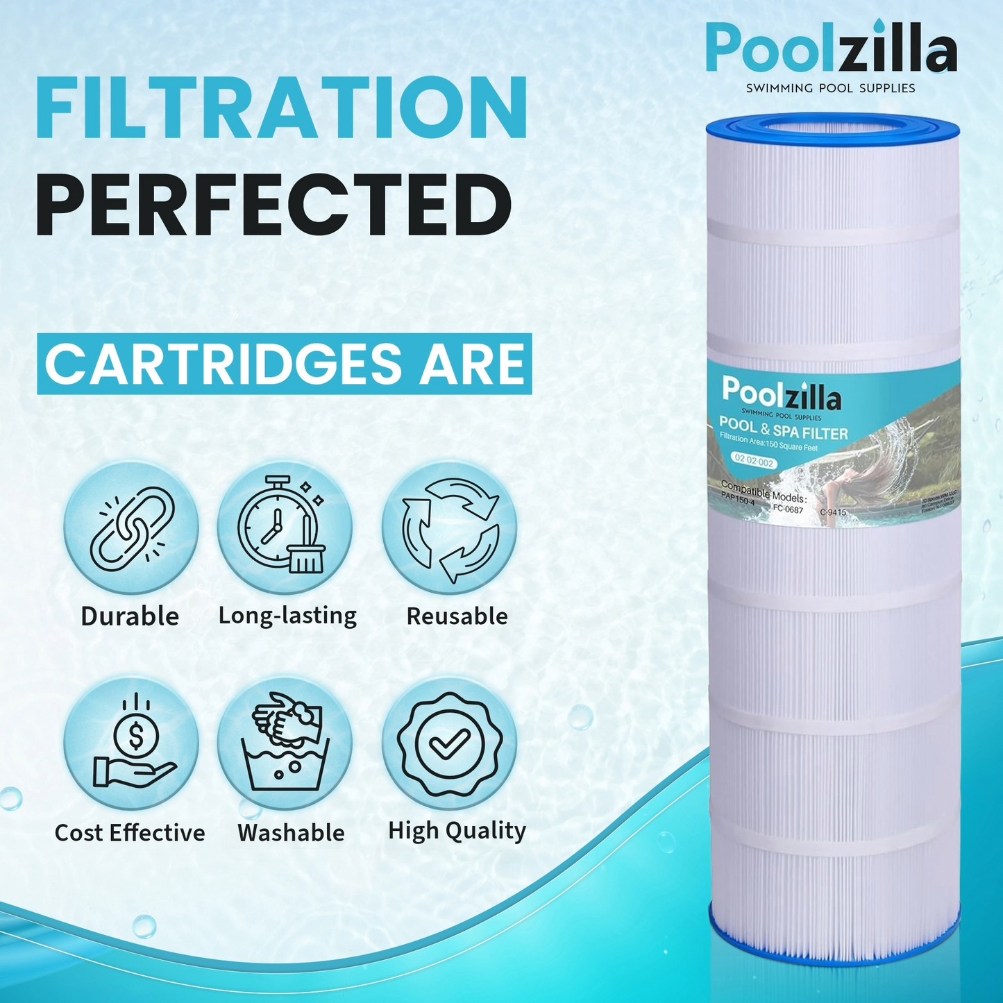 Pool Filter Cartridge for CC150 - Replaces Pentair R173216, Predator 150