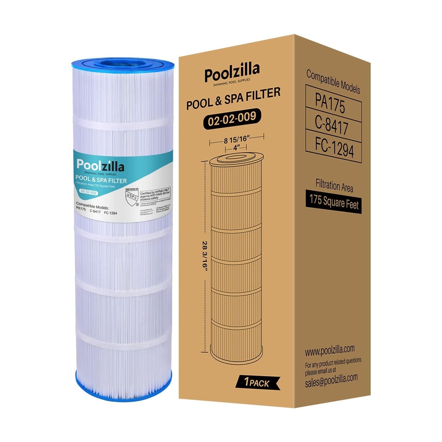 Pool Filter Cartridge for Pleatco PA175 - Replaces PCCF-175, 25230-0175S