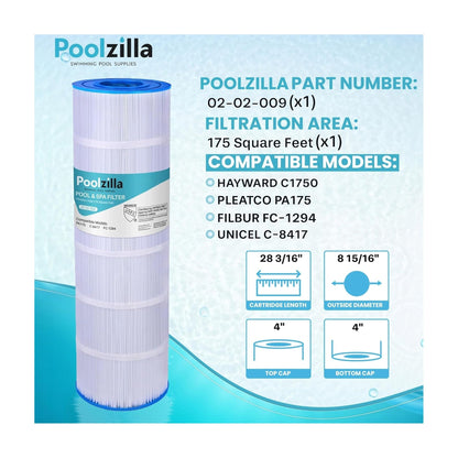 Pool Filter Cartridge for Pleatco PA175 - Replaces PCCF-175, 25230-0175S