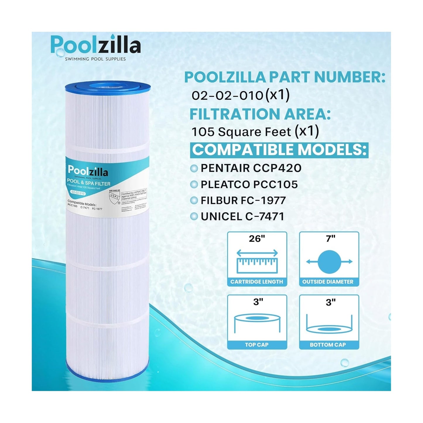 Pool Filter Cartridge for CCP420 - Replaces Filbur FC-1977, 160301