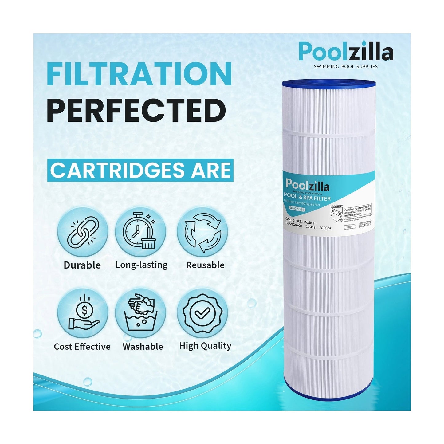 Pool Filter Cartridge for Jandy CS200 - Replaces Aladdin 35002, 17-175-3628