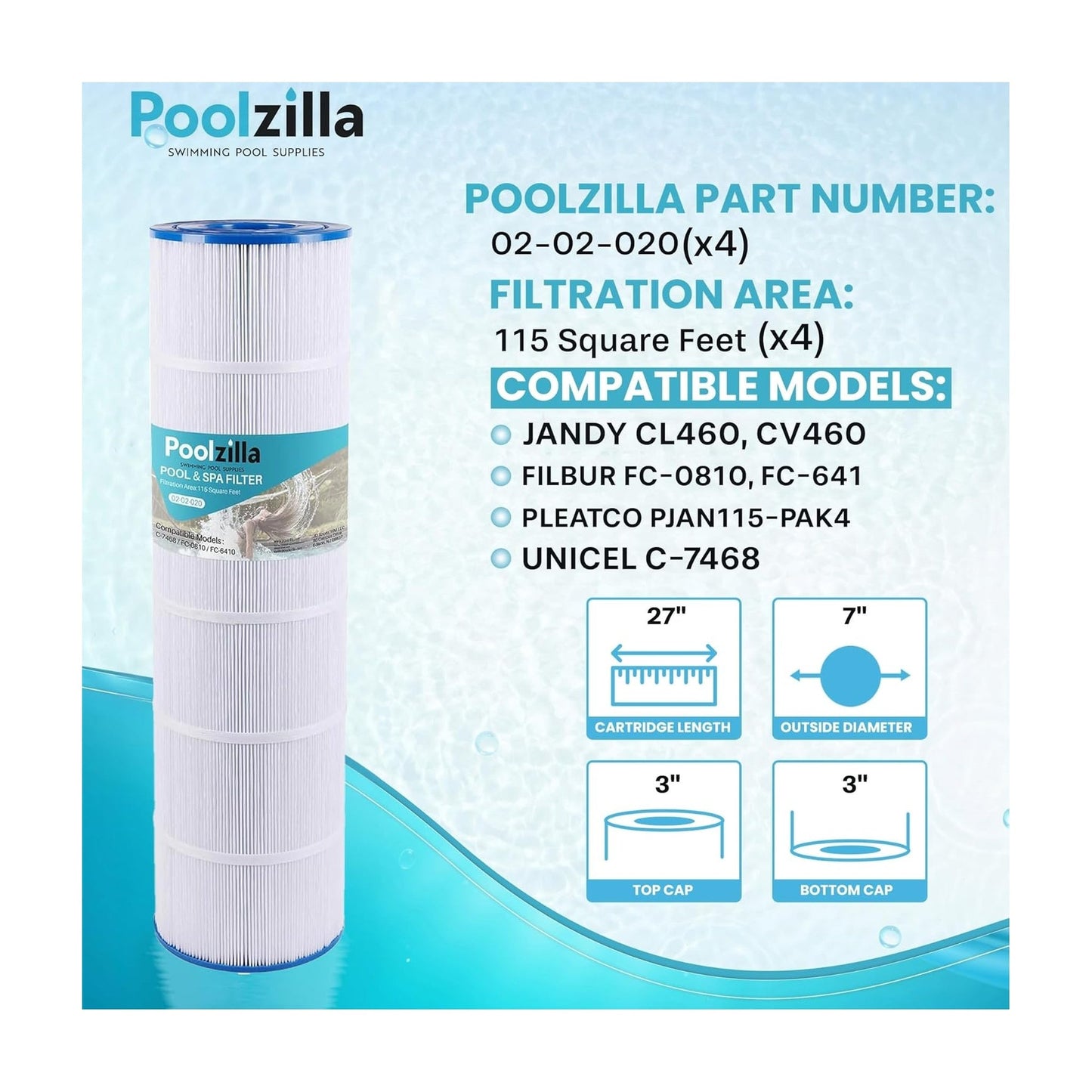 Pool Filter Cartridge for Jandy CL 460 - Replaces CV460, XLS-705