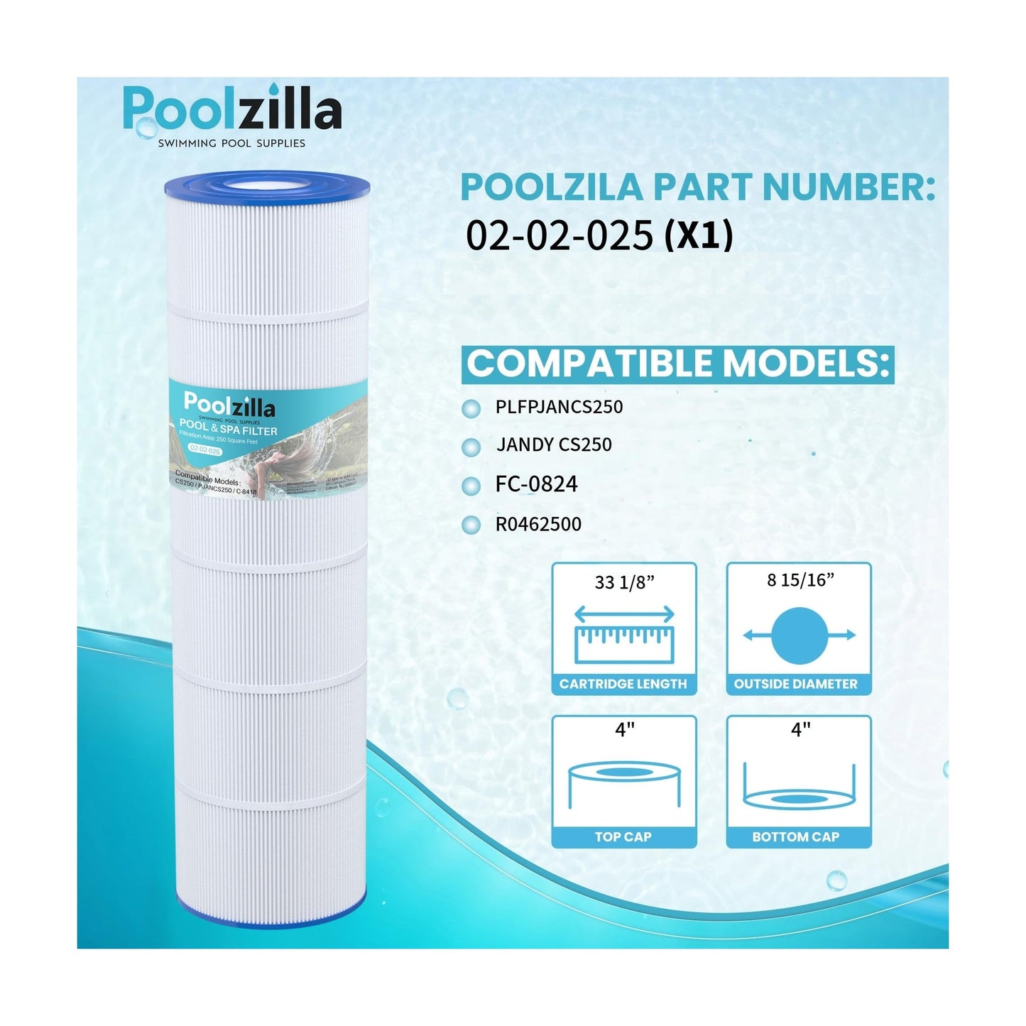 Pool Filter Cartridge for 17-175-3630 - Replaces Jandy CS250, Pentair R0462500