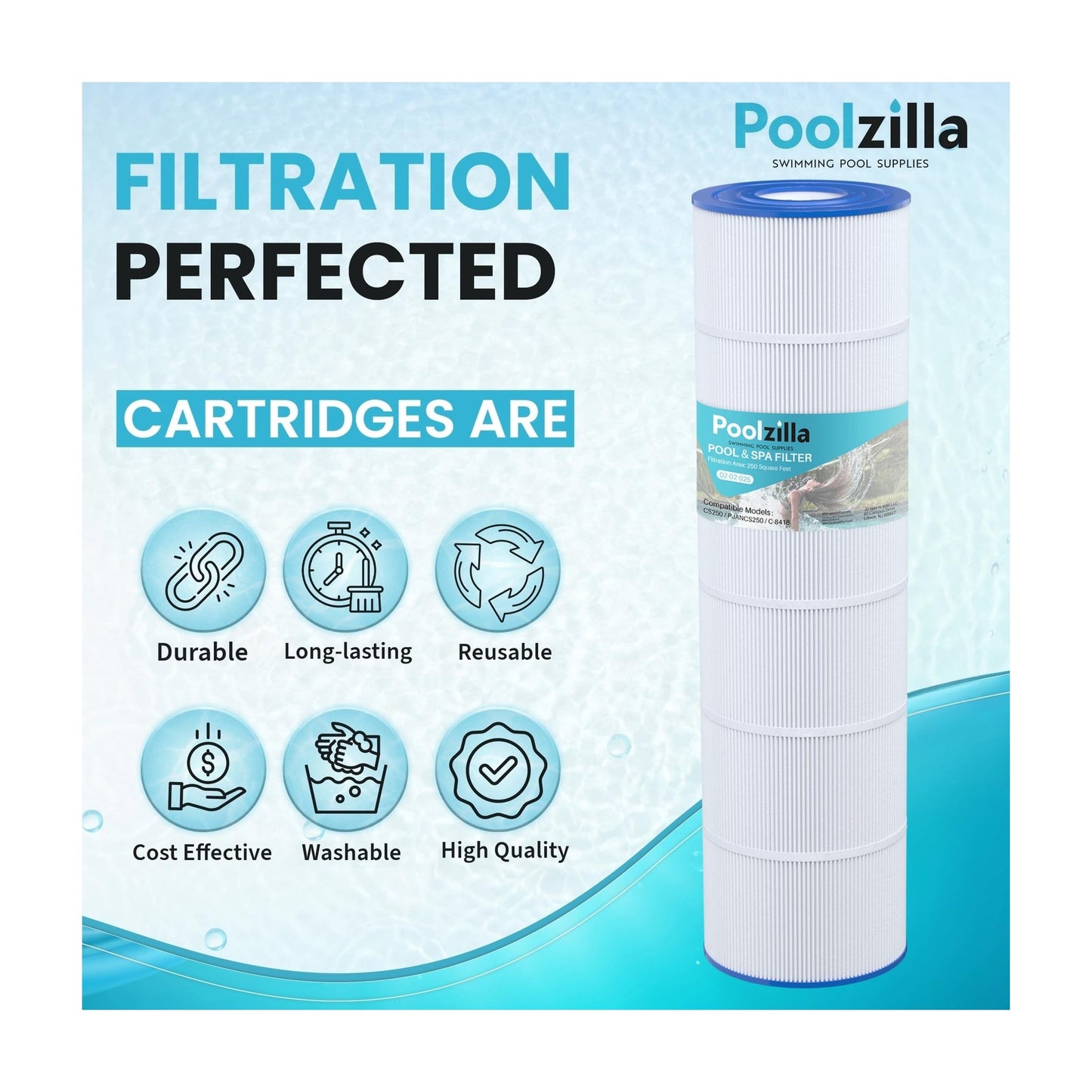Pool Filter Cartridge for 17-175-3630 - Replaces Jandy CS250, Pentair R0462500