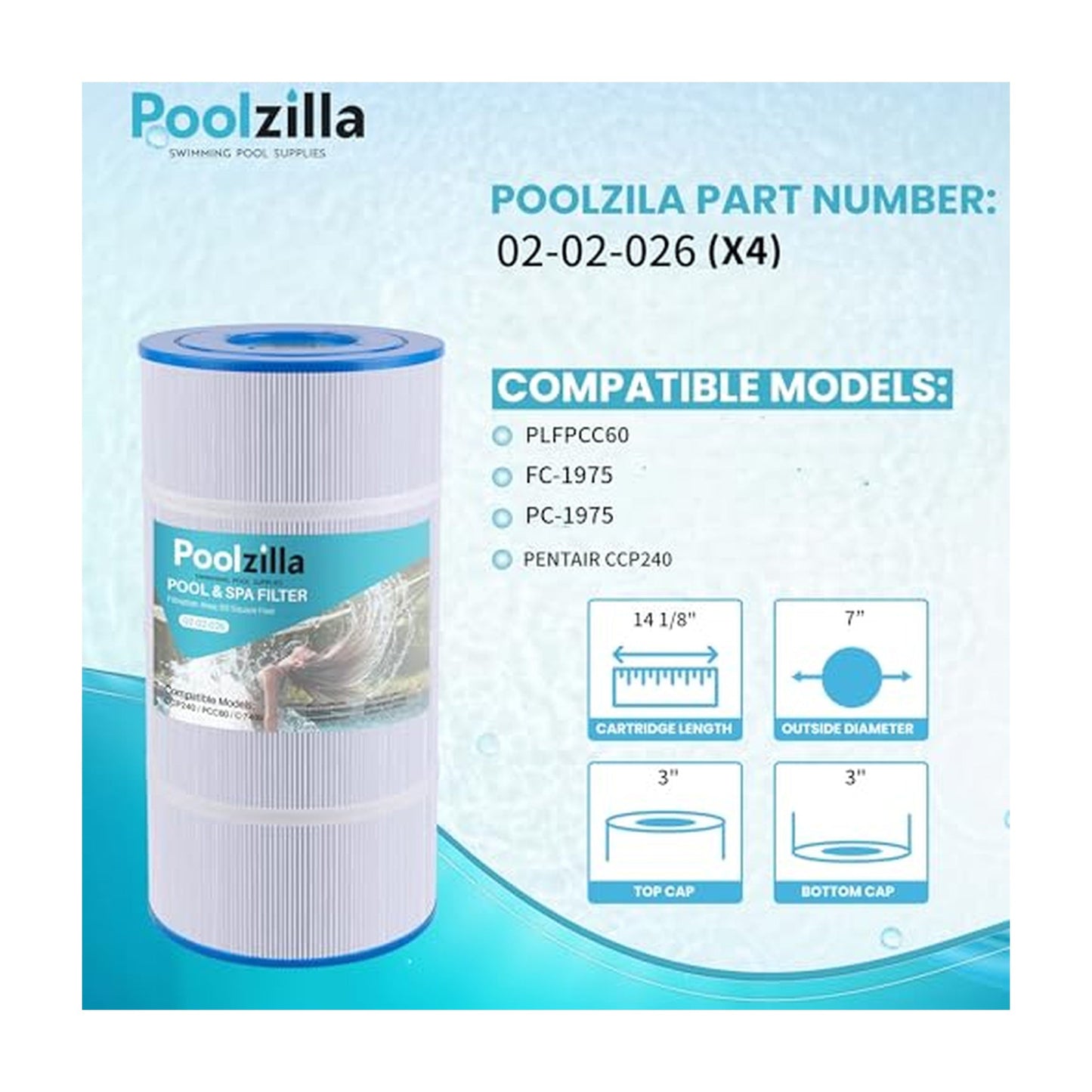 Pool Filter Cartridge for CCP240 - Replaces Pentair 178569, Pleatco PCC60