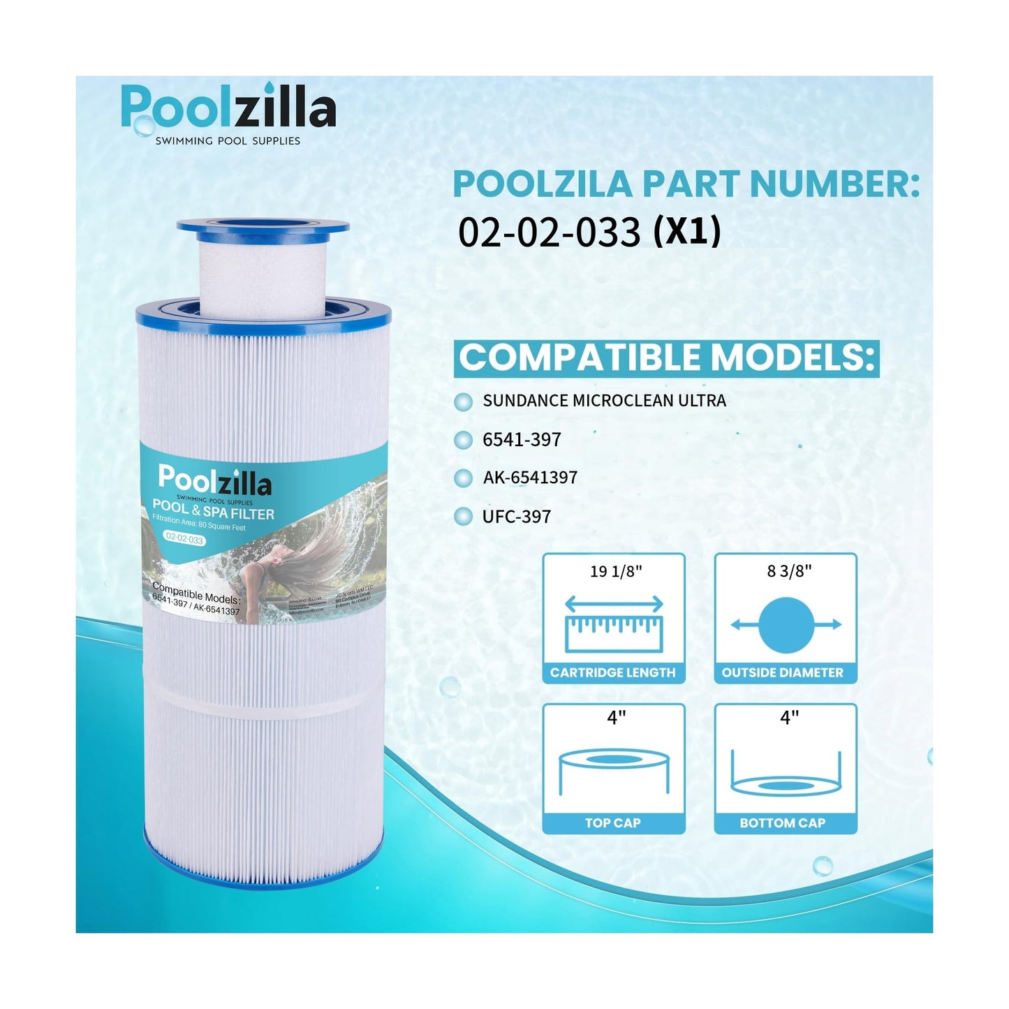 Poolzilla Replacement Pool and Spa Filter for 6541-397, Sundance MicroClean Ultra, Sundance 6541-397, AK-6541397, UFC-397