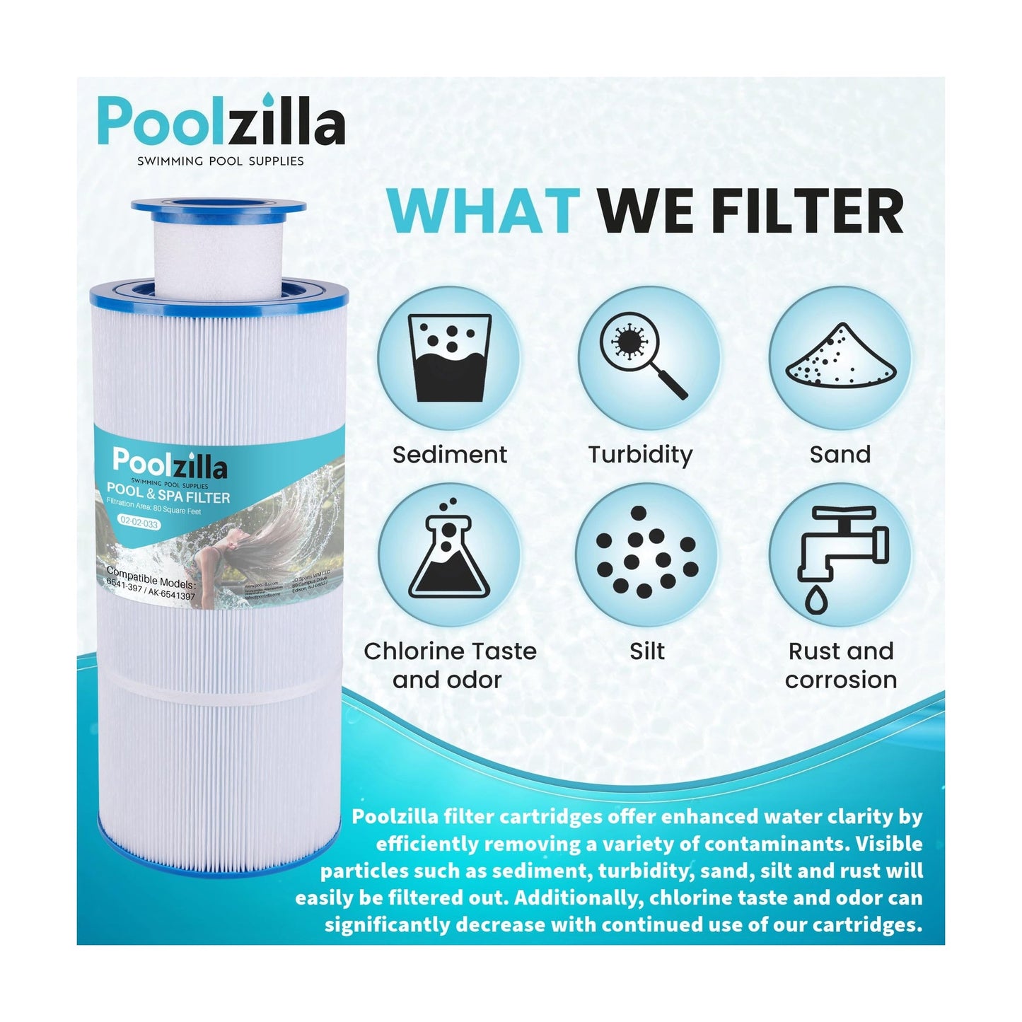 Poolzilla Replacement Pool and Spa Filter for 6541-397, Sundance MicroClean Ultra, Sundance 6541-397, AK-6541397, UFC-397