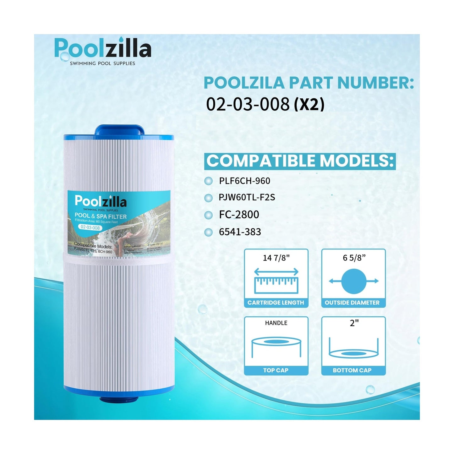 Spa Filter Cartridge for Jacuzzi J-300 - Replaces 6540-476, SD-00640