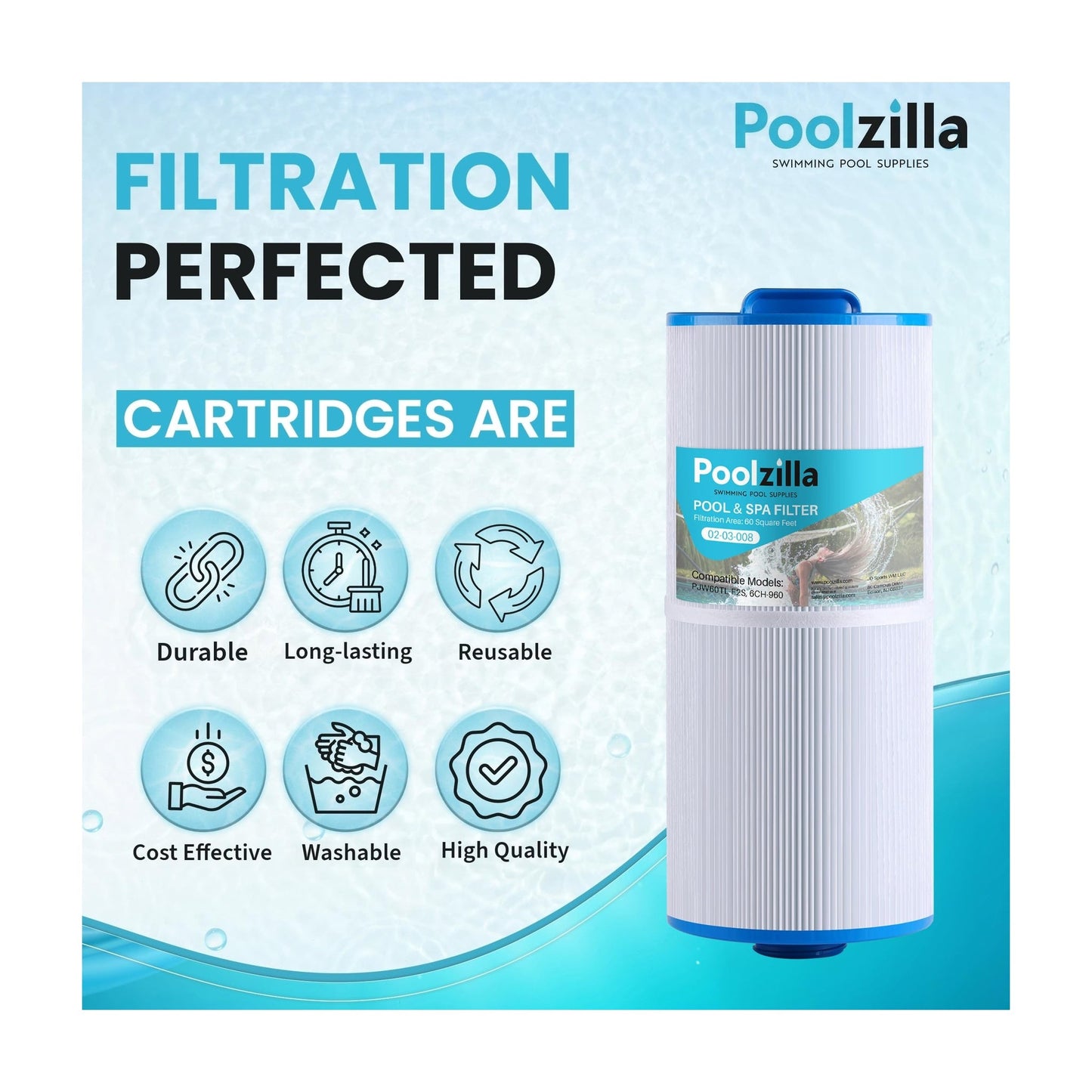 Spa Filter Cartridge for Jacuzzi J-300 - Replaces 6540-476, SD-00640
