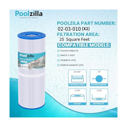 Spa Filter Cartridge for Rainbow Dynamic 25 - Replaces PC-2375, Pleatco 17-2327