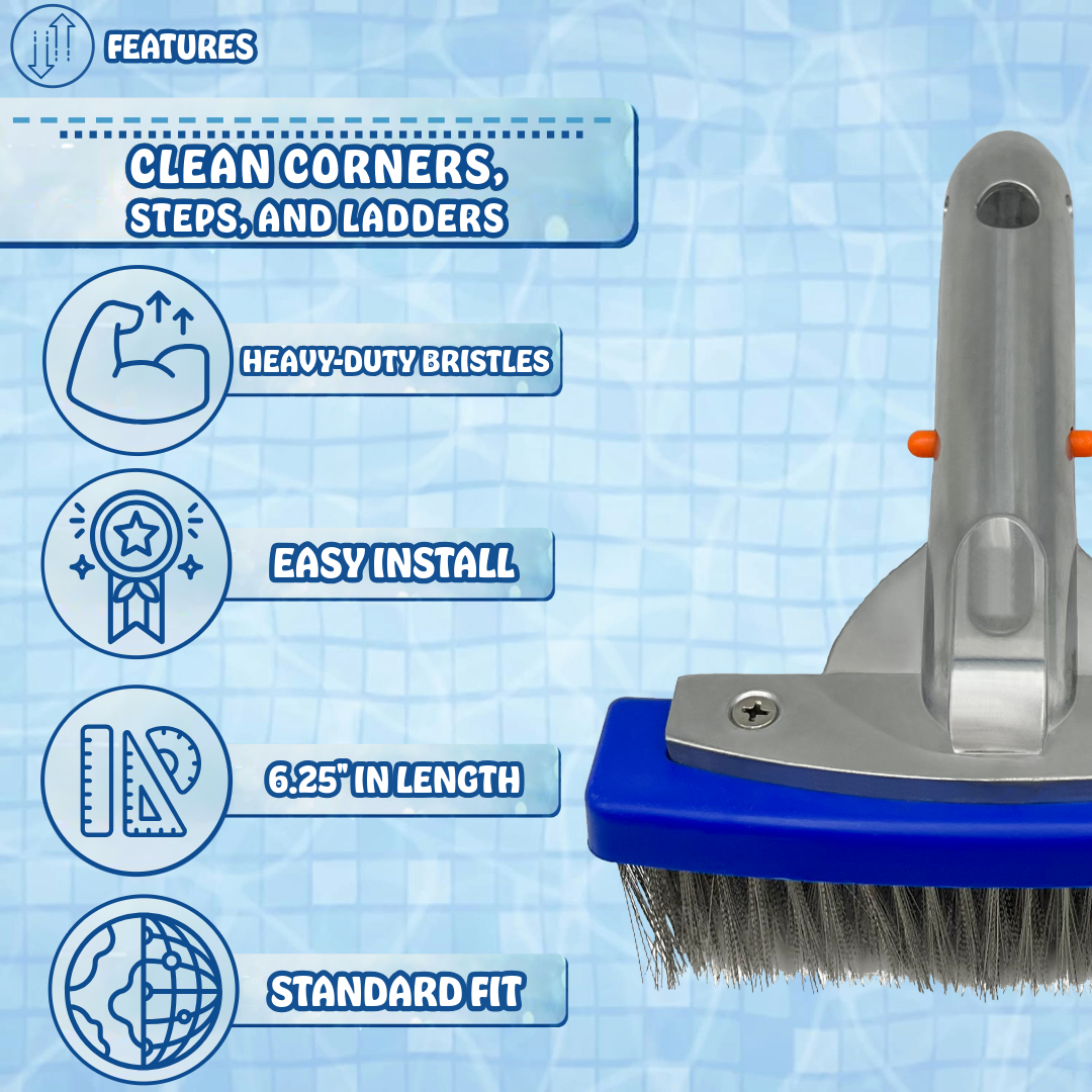 Poolzilla Hard Bristle Brush for Gunite and Concrete Pools, Not for Vinyl Use, Clean Walls and Tiles