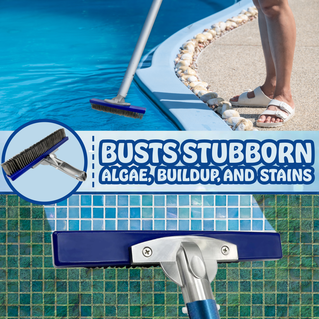 Poolzilla Hard Bristle Brush for Gunite and Concrete Pools, Not for Vinyl Use, Clean Walls and Tiles