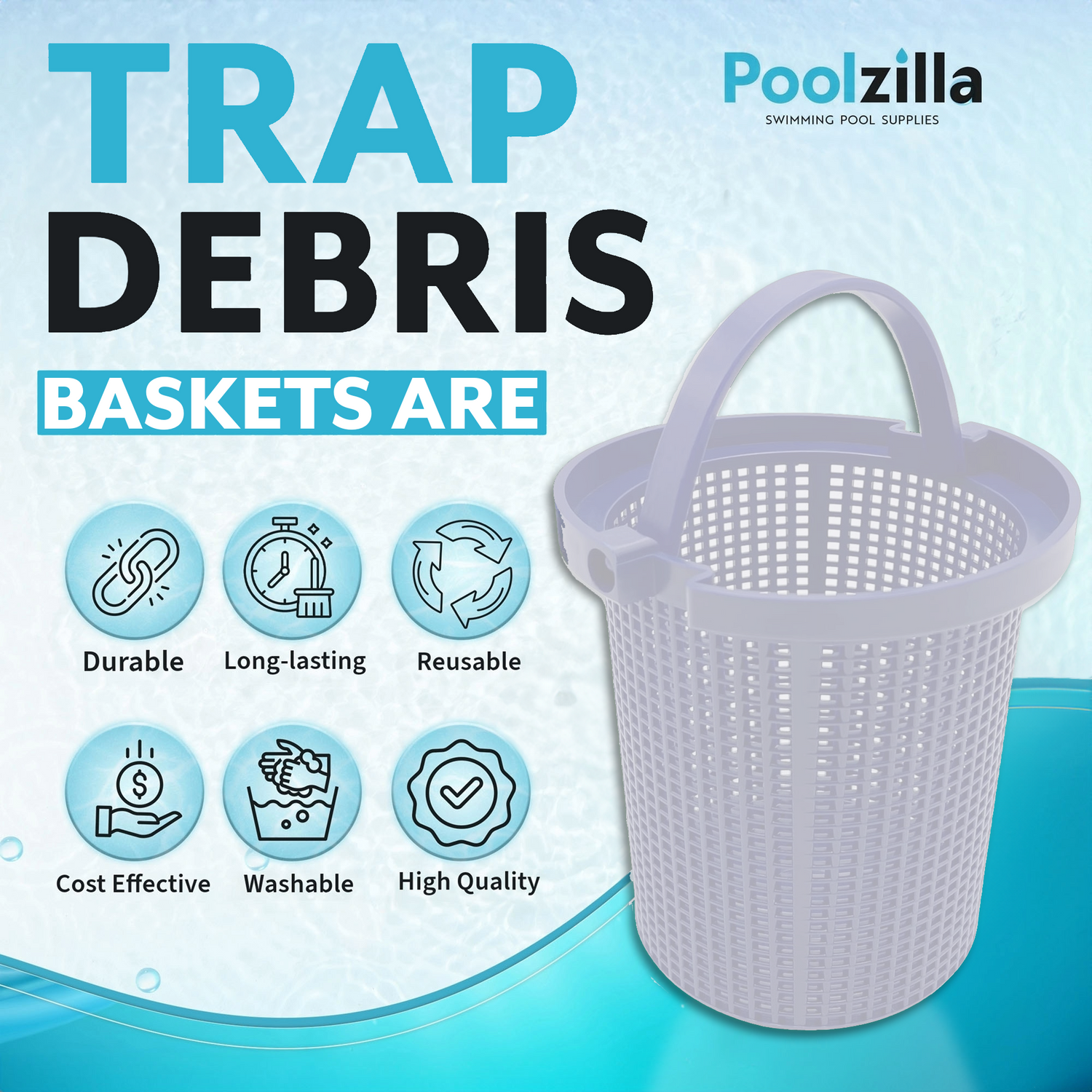 Poolzilla Pump Basket, Compatible With Dura-Glass II, Maxi-Glass II, Dyna-Glas, Dyna-Max, Dyna-Pro, and Dyna-Wave, Aladdin B-106, Sta-Rite C108-33P