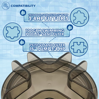 Poolzilla Sand Filter Pump Lid Cover, Compatible with Sandpro Series D Filters by Game Above Ground - Fit for 75110, 75131-V1 for 3/4HP