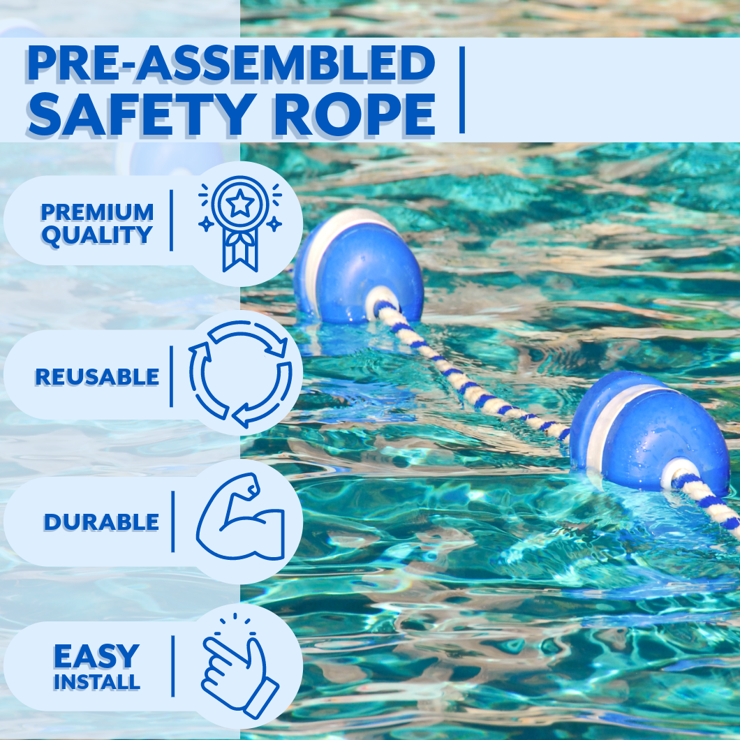 Poolzilla Swimming Pool Safety Rope and Float Kit with Stainless Steel