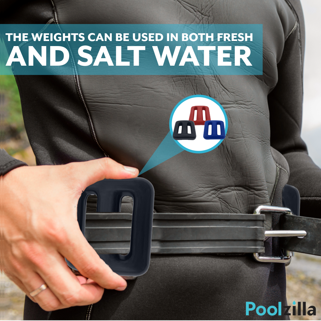 Poolzilla Diving Weight 1.1L B(1/2 Kg) for Scuba Diving, Lead Belt Weight (Red, Blue, or Black)