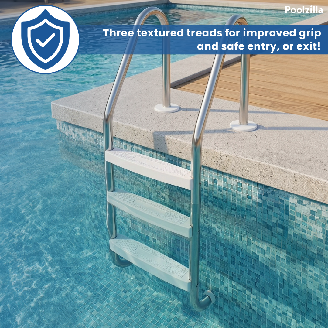 Poolzilla Salt-Friendly Stainless Steel Ladder for In-Ground Swimming Pools