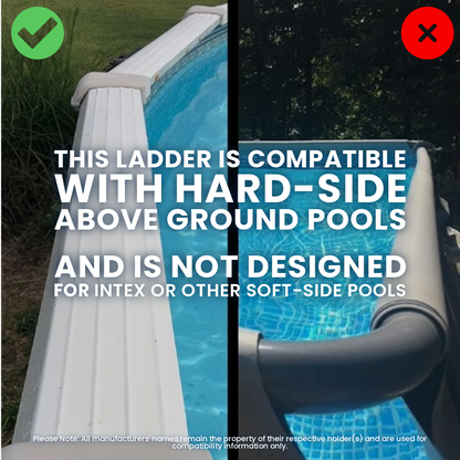 Poolzilla Pool Step Ladder for Above Ground Pools - Deck Mounted Ladder w/Wide Non Skid Platform - for 48’’ to 54’’ in. Above Ground Pools
