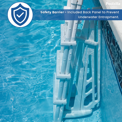 Poolzilla Pool Step Ladder for Above Ground Pools - Deck Mounted Ladder w/Wide Non Skid Platform - for 48’’ to 54’’ in. Above Ground Pools