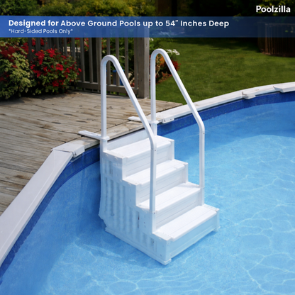 Poolzilla Premium Deck-Mounted Pool Ladder with Dual Handrails — Fits 48"–54" Above Ground Pools