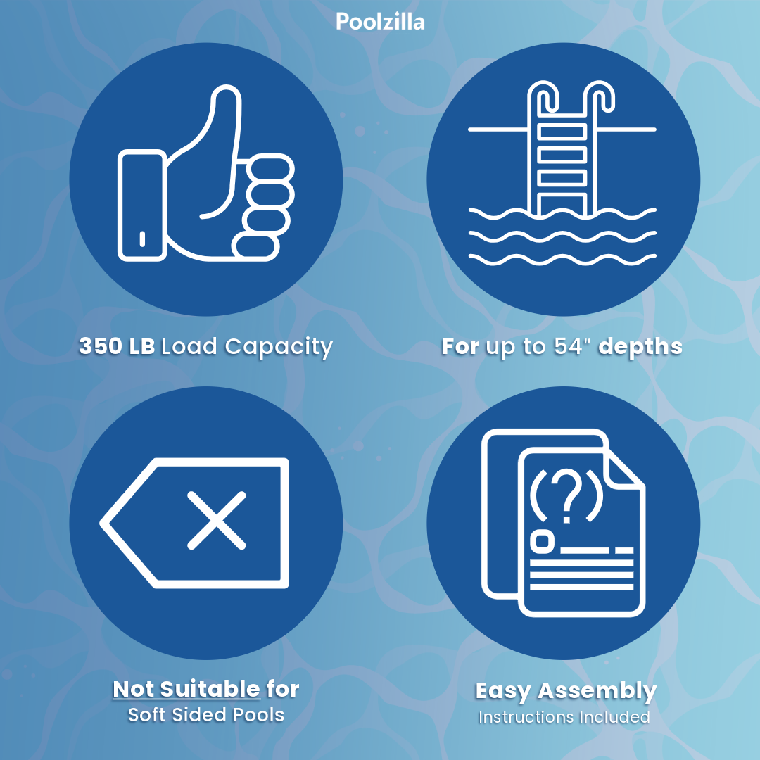 Poolzilla Step for 48’’ to 54’’ in. Above Ground Pools with Flip-up Outside Ladder